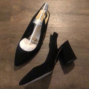 Sole Society Black Suede Slingback Pumps; Sz 10